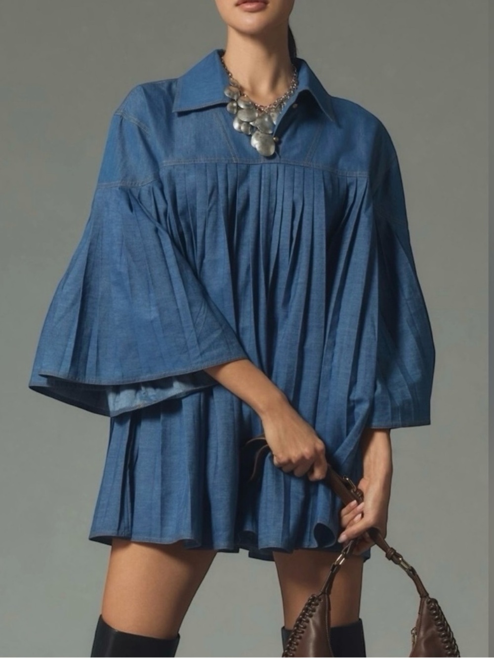 NWT Anthropologie Forever That Girl Katherine Denim Swing Mini Dress